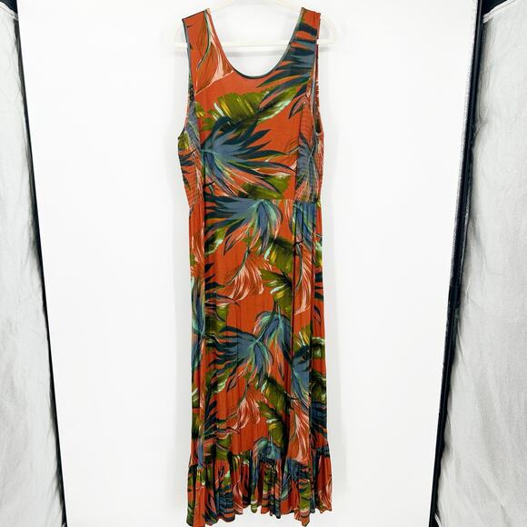 Soft Surroundings Womens Vacation Fabiana Ruffled Tropical Print Maxi Dress L - Picture 10 of 10